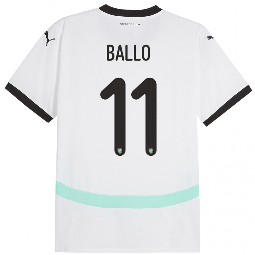 Kids Football Austria Thierno Ballo #11 White Away Jersey 24-26 T-Shirt