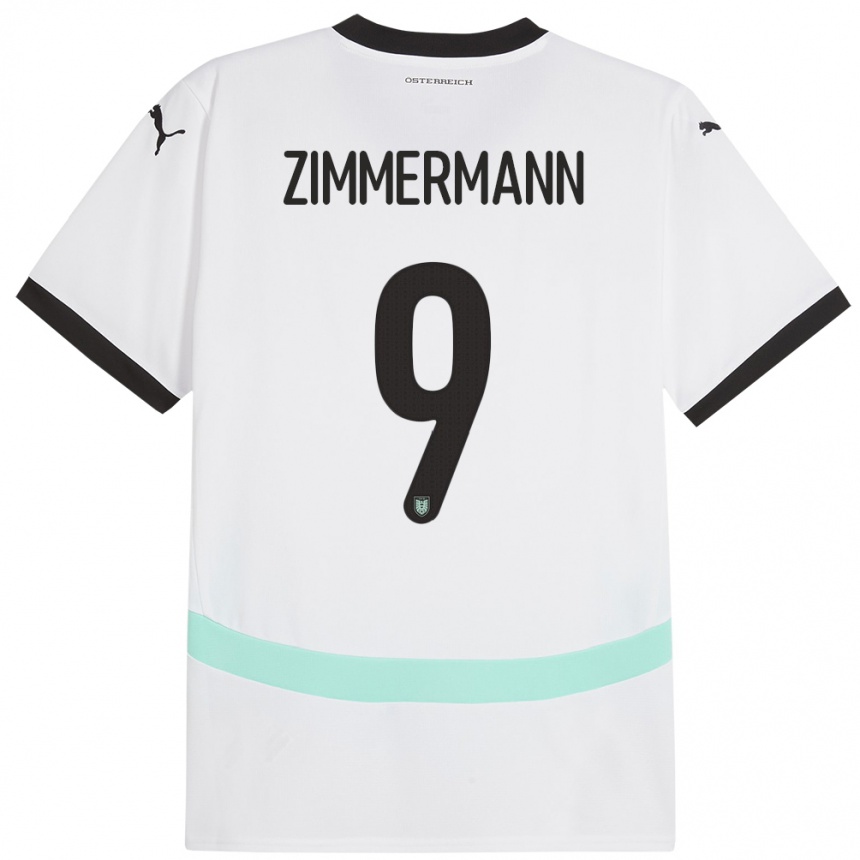 Kids Football Austria Bernhard Zimmermann #9 White Away Jersey 24-26 T-Shirt