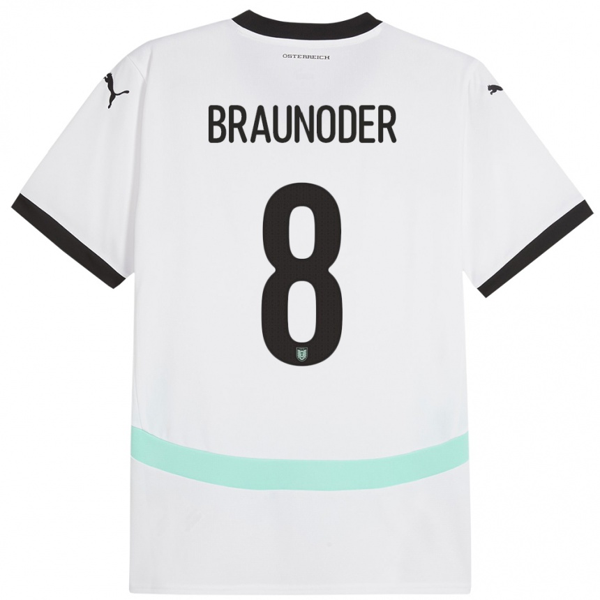 Kids Football Austria Matthias Braunöder #8 White Away Jersey 24-26 T-Shirt