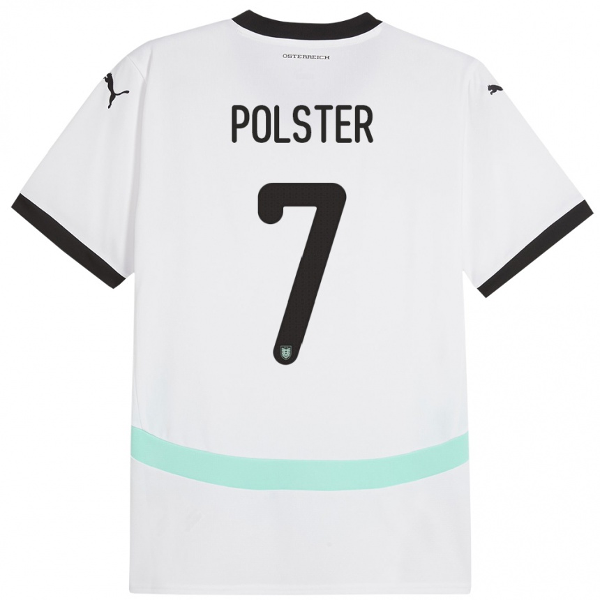 Kids Football Austria Manuel Polster #7 White Away Jersey 24-26 T-Shirt