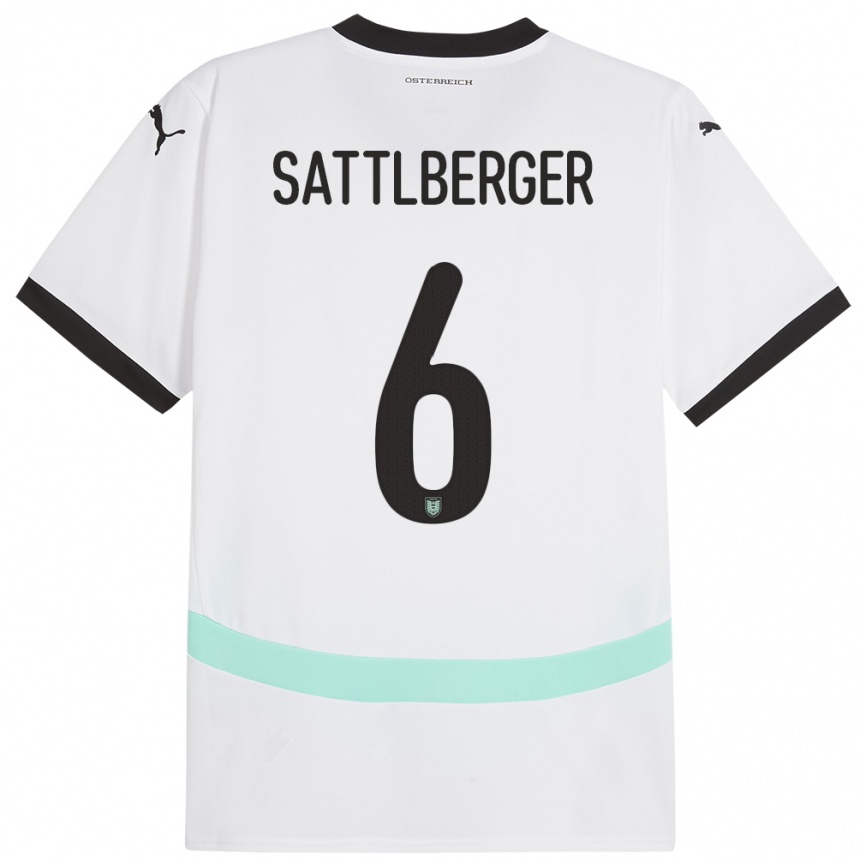 Kids Football Austria Nikolas Sattlberger #6 White Away Jersey 24-26 T-Shirt