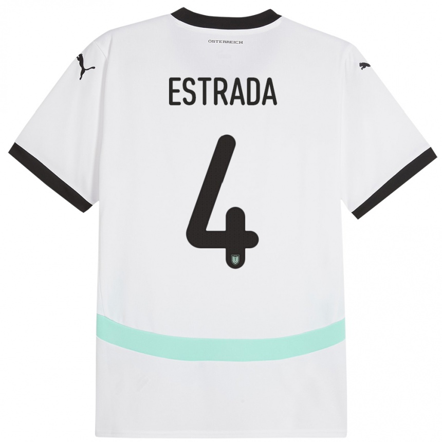 Kids Football Austria Pascal Estrada #4 White Away Jersey 24-26 T-Shirt