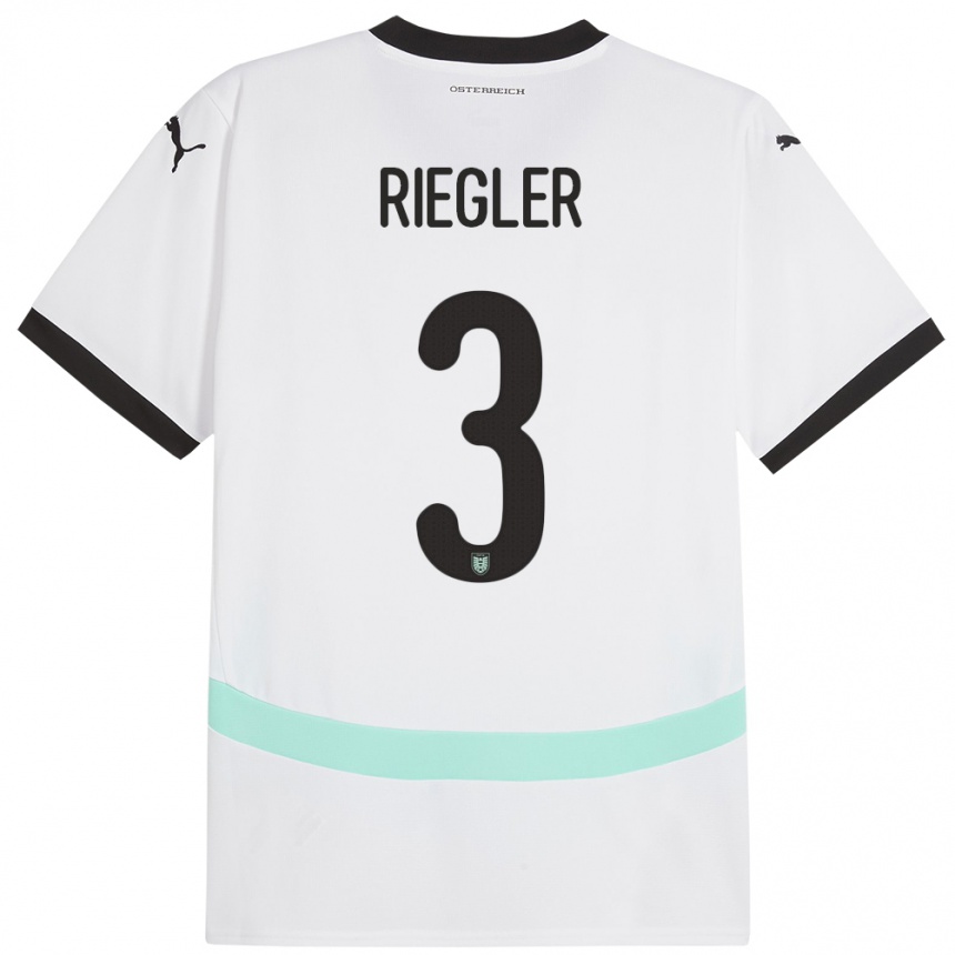 Kids Football Austria David Riegler #3 White Away Jersey 24-26 T-Shirt