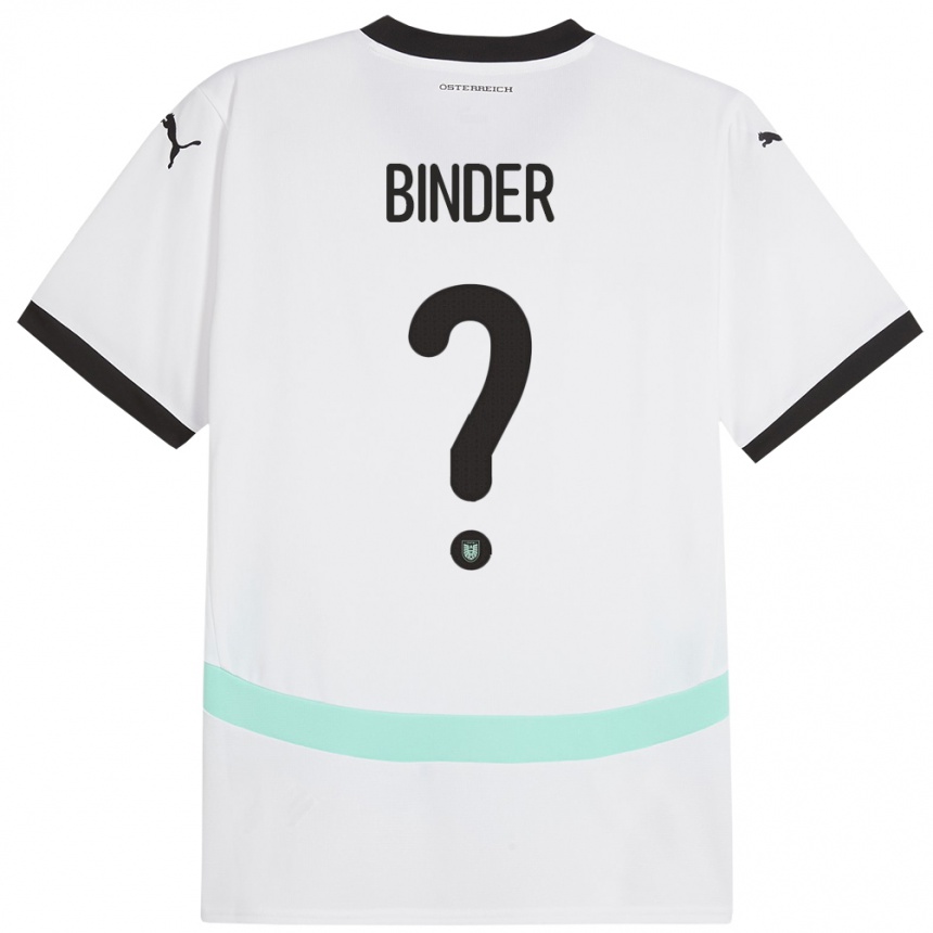 Kids Football Austria Nicolas Binder #0 White Away Jersey 24-26 T-Shirt