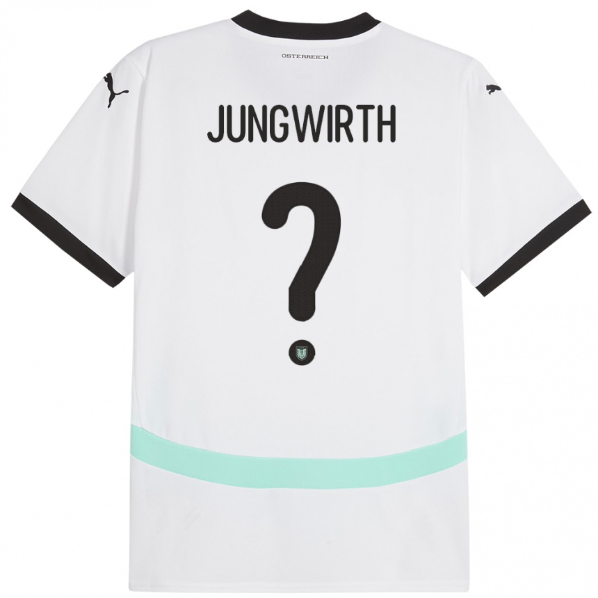 Kids Football Austria Lukas Jungwirth #0 White Away Jersey 24-26 T-Shirt