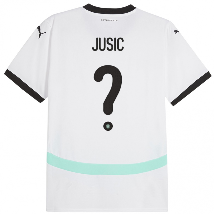 Kids Football Austria Kenan Jusic #0 White Away Jersey 24-26 T-Shirt