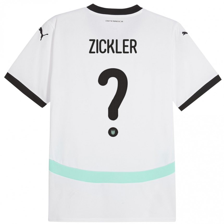 Kids Football Austria Jakob Zickler #0 White Away Jersey 24-26 T-Shirt