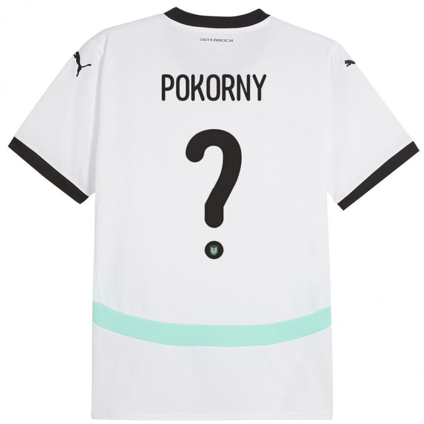 Kids Football Austria Jakob Pokorny #0 White Away Jersey 24-26 T-Shirt