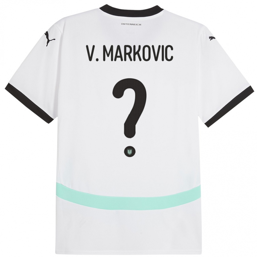 Kids Football Austria Vasilije Markovic #0 White Away Jersey 24-26 T-Shirt