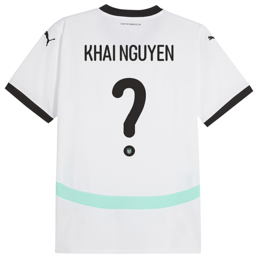 Kids Football Austria Quoc Khai Nguyen #0 White Away Jersey 24-26 T-Shirt