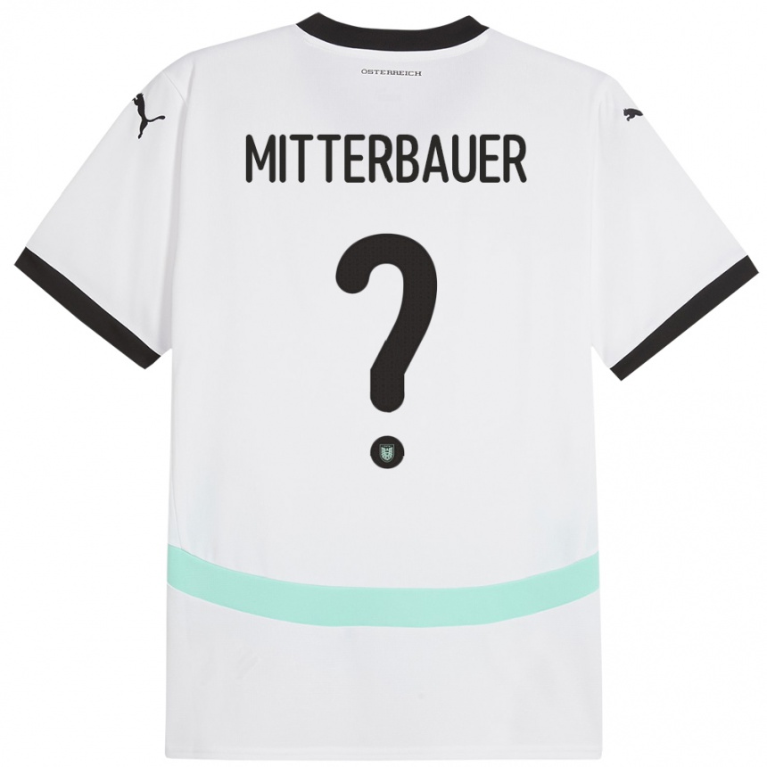 Kids Football Austria Elias Mitterbauer #0 White Away Jersey 24-26 T-Shirt