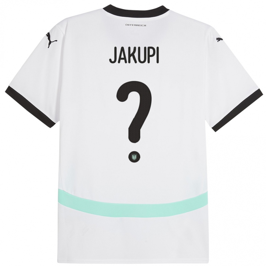 Kids Football Austria Edin Jakupi #0 White Away Jersey 24-26 T-Shirt