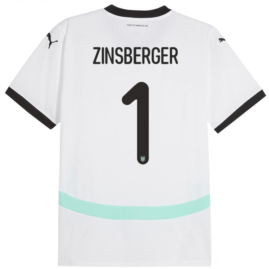 Kids Football Austria Manuela Zinsberger #1 White Away Jersey 24-26 T-Shirt