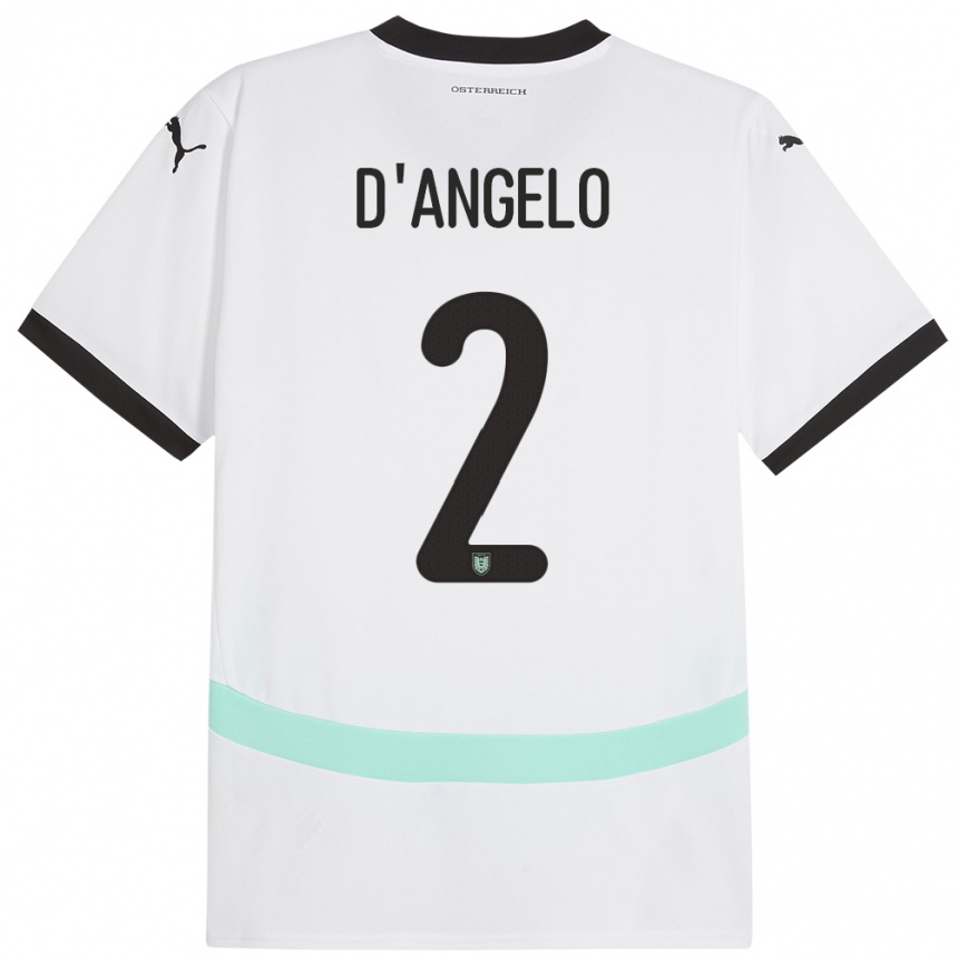 Kids Football Austria Chiara D’angelo #2 White Away Jersey 24-26 T-Shirt