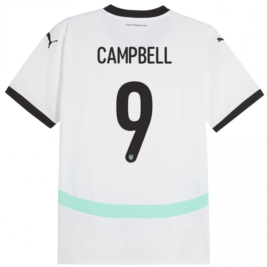 Kids Football Austria Eileen Campbell #9 White Away Jersey 24-26 T-Shirt