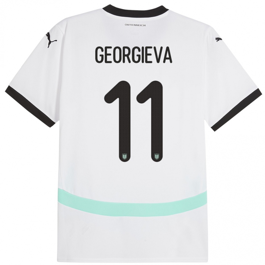 Kids Football Austria Marina Georgieva #11 White Away Jersey 24-26 T-Shirt