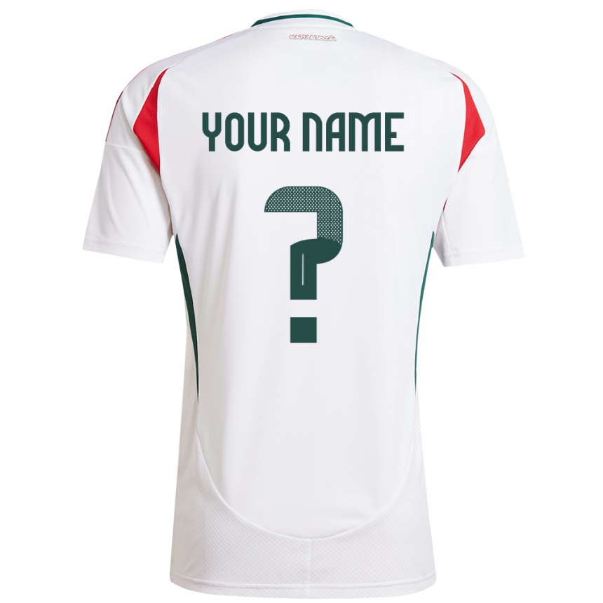 Kids Football Hungary Your Name #0 White Away Jersey 24-26 T-Shirt