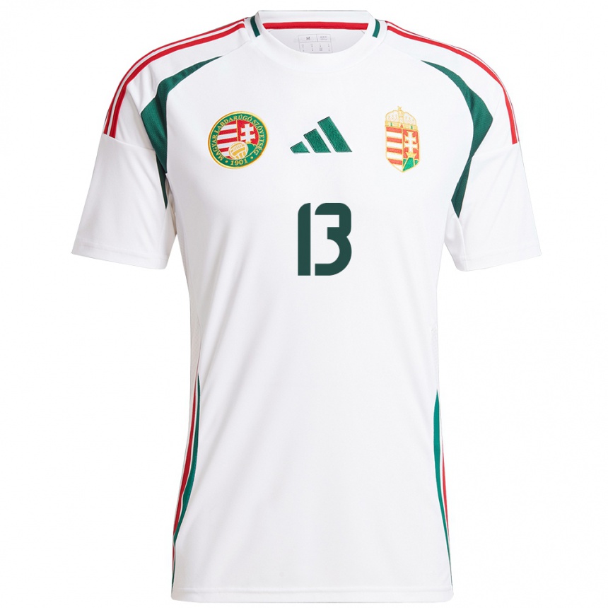 Kids Football Hungary András Eördögh #13 White Away Jersey 24-26 T-Shirt