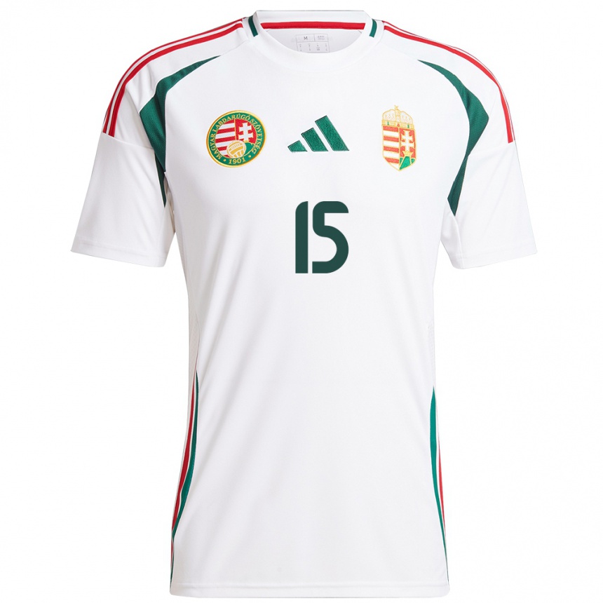 Kids Football Hungary Botond Bolgár #15 White Away Jersey 24-26 T-Shirt