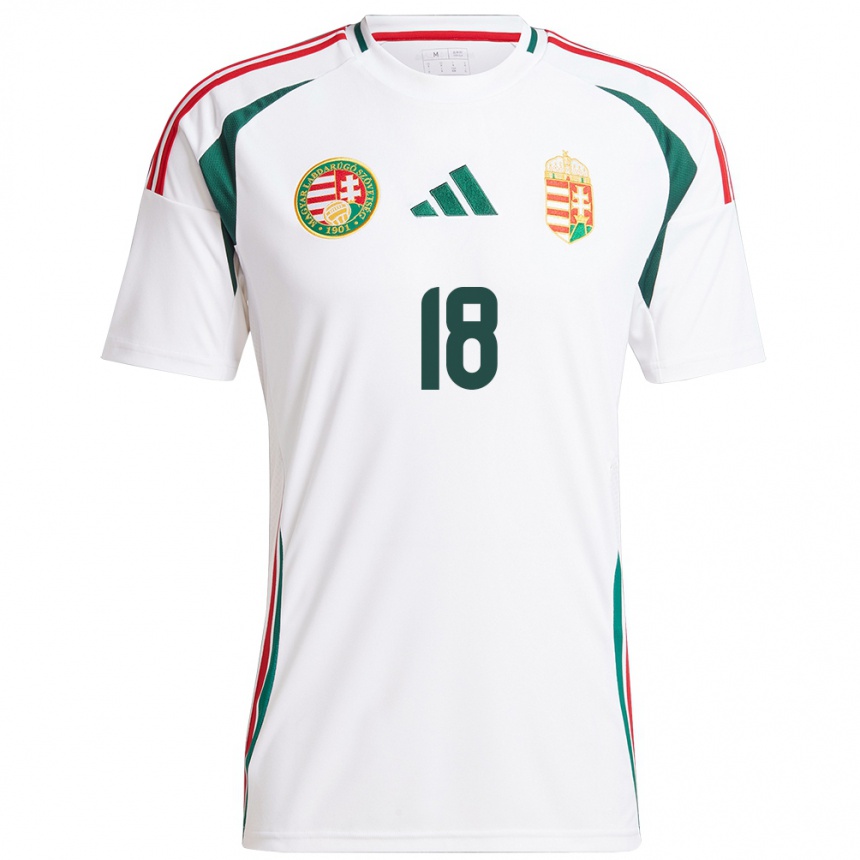 Kids Football Hungary Barnabás Barkóczi #18 White Away Jersey 24-26 T-Shirt