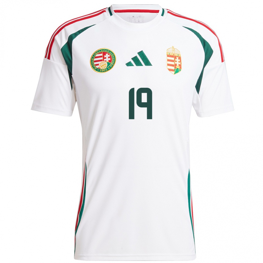 Kids Football Hungary Barnabás Varga #19 White Away Jersey 24-26 T-Shirt