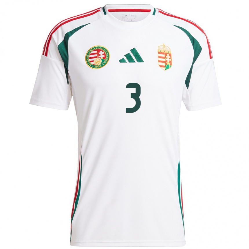 Kids Football Hungary Botond Szekér #3 White Away Jersey 24-26 T-Shirt