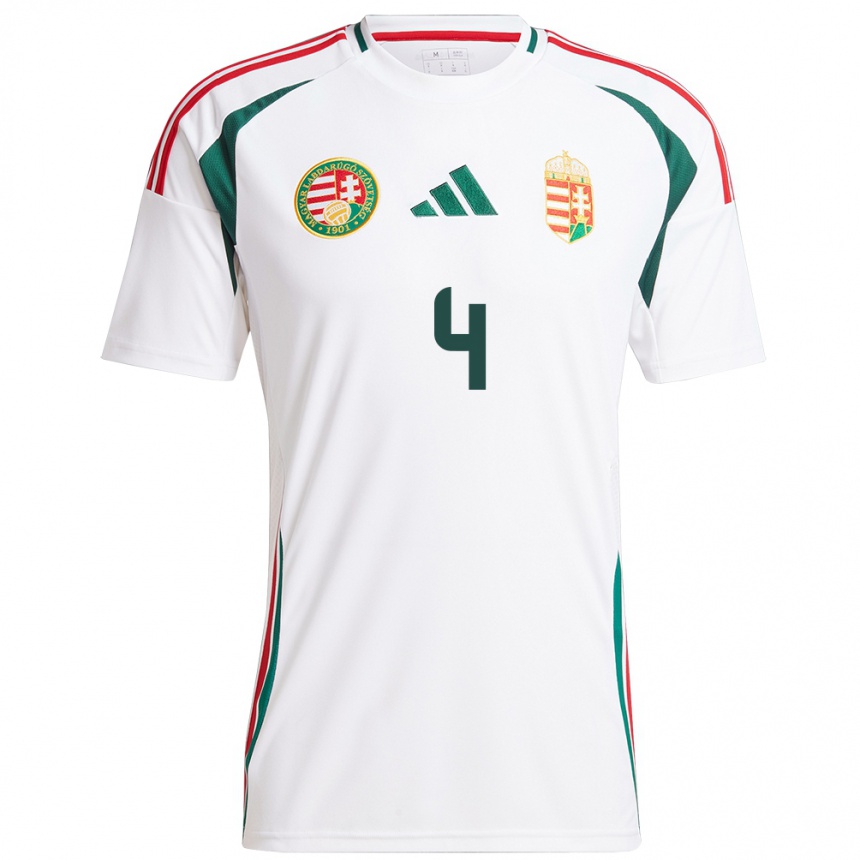 Kids Football Hungary Sára Pusztai #4 White Away Jersey 24-26 T-Shirt