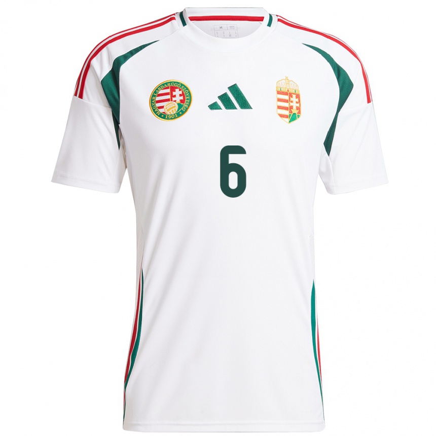 Kids Football Hungary Barna Pál #6 White Away Jersey 24-26 T-Shirt