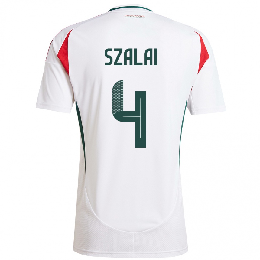 Kids Football Hungary Attila Szalai #4 White Away Jersey 24-26 T-Shirt