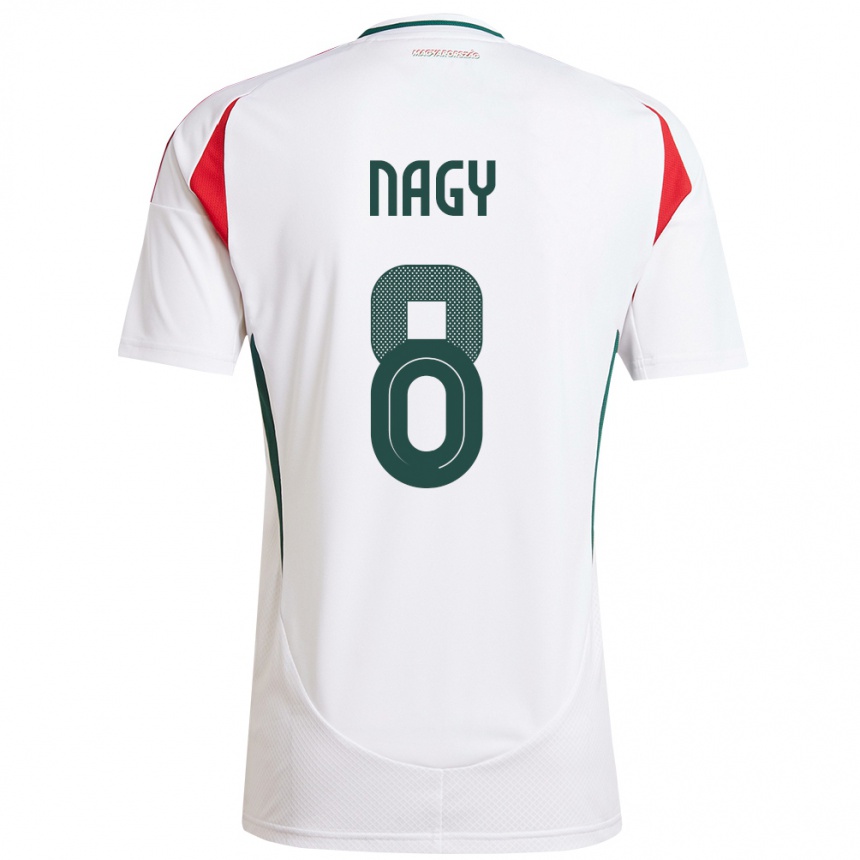 Kids Football Hungary Ádám Nagy #8 White Away Jersey 24-26 T-Shirt