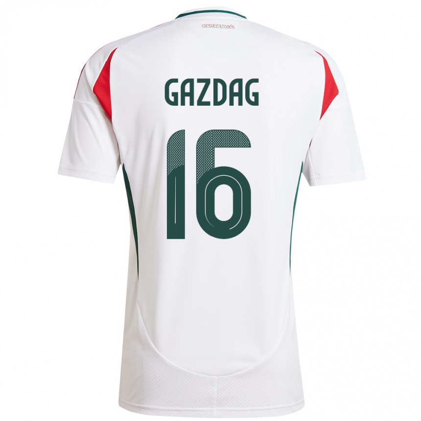 Kids Football Hungary Dániel Gazdag #16 White Away Jersey 24-26 T-Shirt