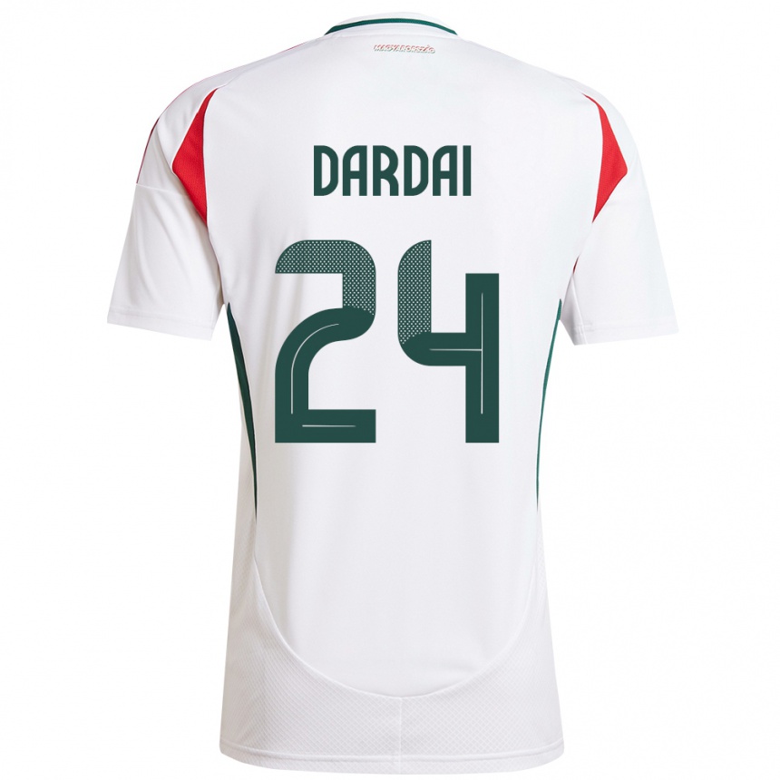 Kids Football Hungary Márton Dárdai #24 White Away Jersey 24-26 T-Shirt