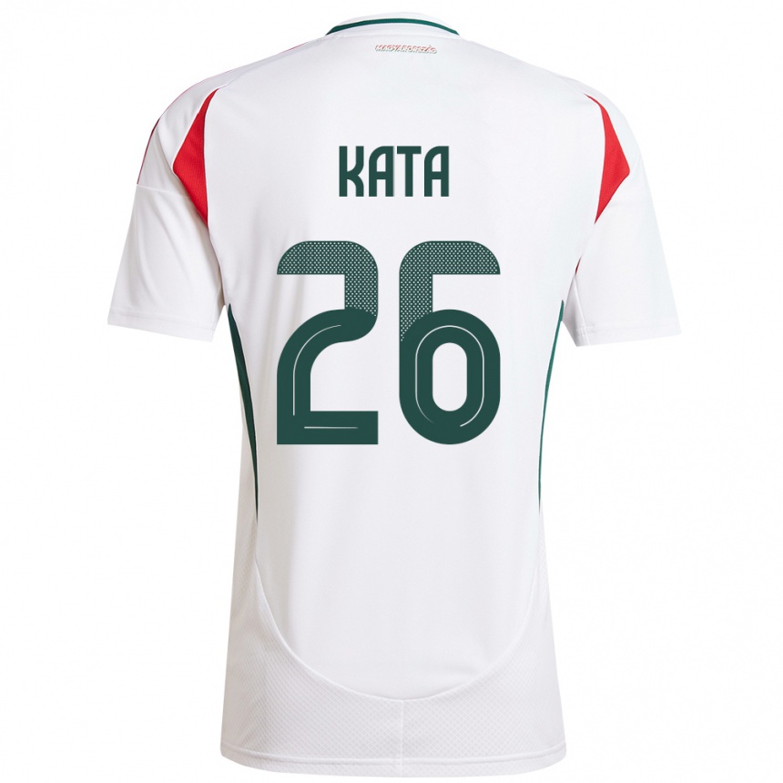 Kids Football Hungary Mihály Kata #26 White Away Jersey 24-26 T-Shirt