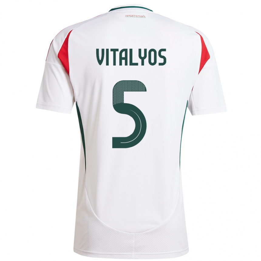 Kids Football Hungary Viktor Vitályos #5 White Away Jersey 24-26 T-Shirt