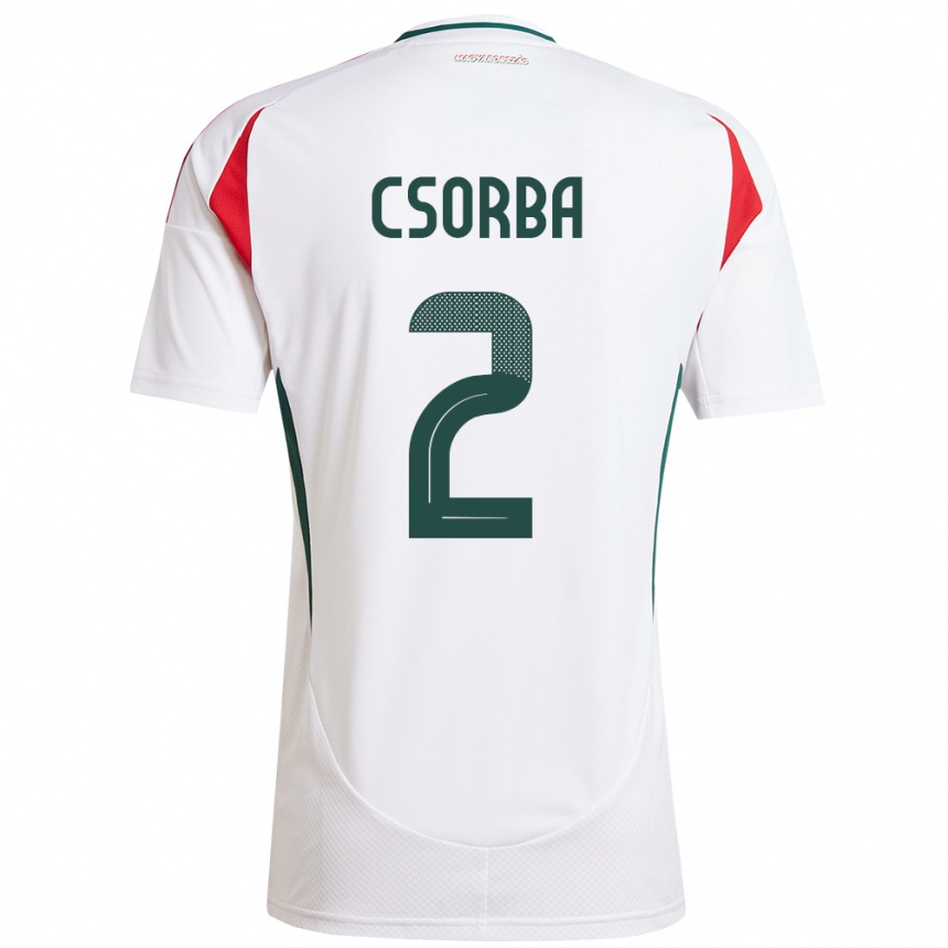 Kids Football Hungary Dominik Csorba #2 White Away Jersey 24-26 T-Shirt