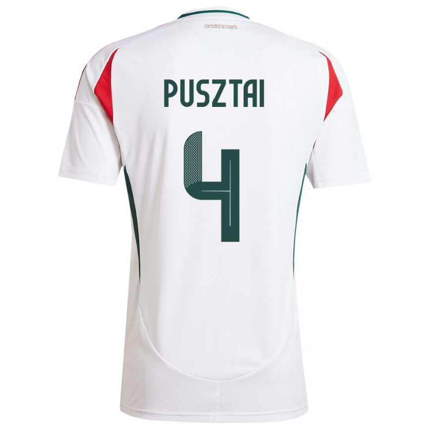 Kids Football Hungary Sára Pusztai #4 White Away Jersey 24-26 T-Shirt