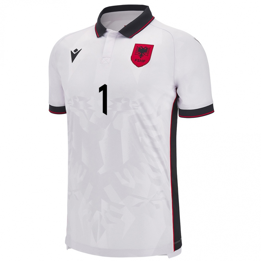 Kids Football Albania Simon Simoni #1 White Away Jersey 24-26 T-Shirt