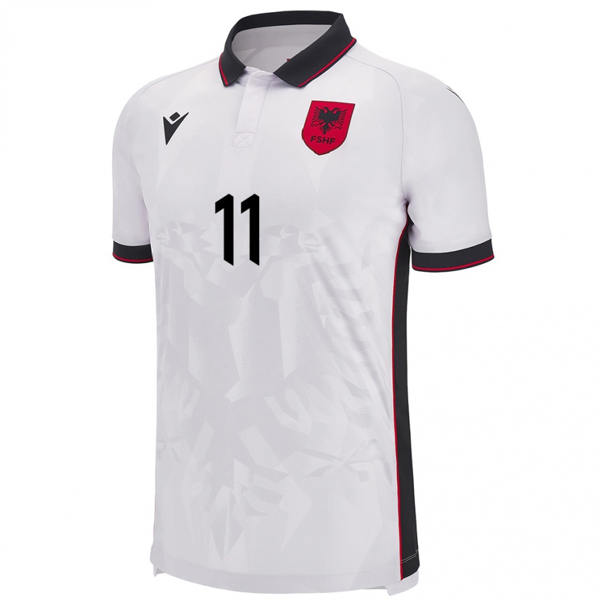 Kids Football Albania Ersi Bode #11 White Away Jersey 24-26 T-Shirt