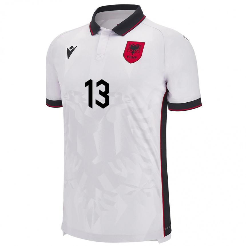 Kids Football Albania Paulo Buxhelaj #13 White Away Jersey 24-26 T-Shirt