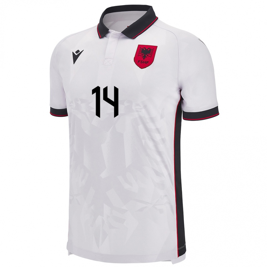 Kids Football Albania Ergi Goga #14 White Away Jersey 24-26 T-Shirt