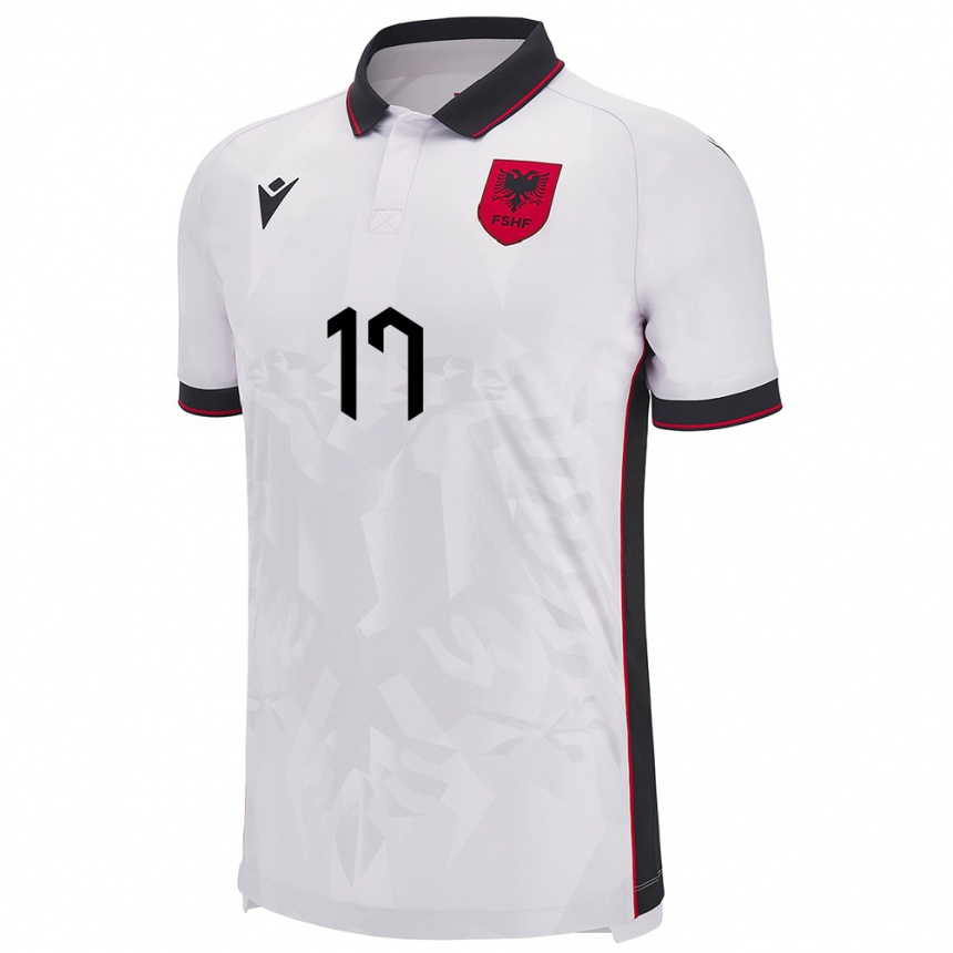 Kids Football Albania Eraldo Karaj #17 White Away Jersey 24-26 T-Shirt