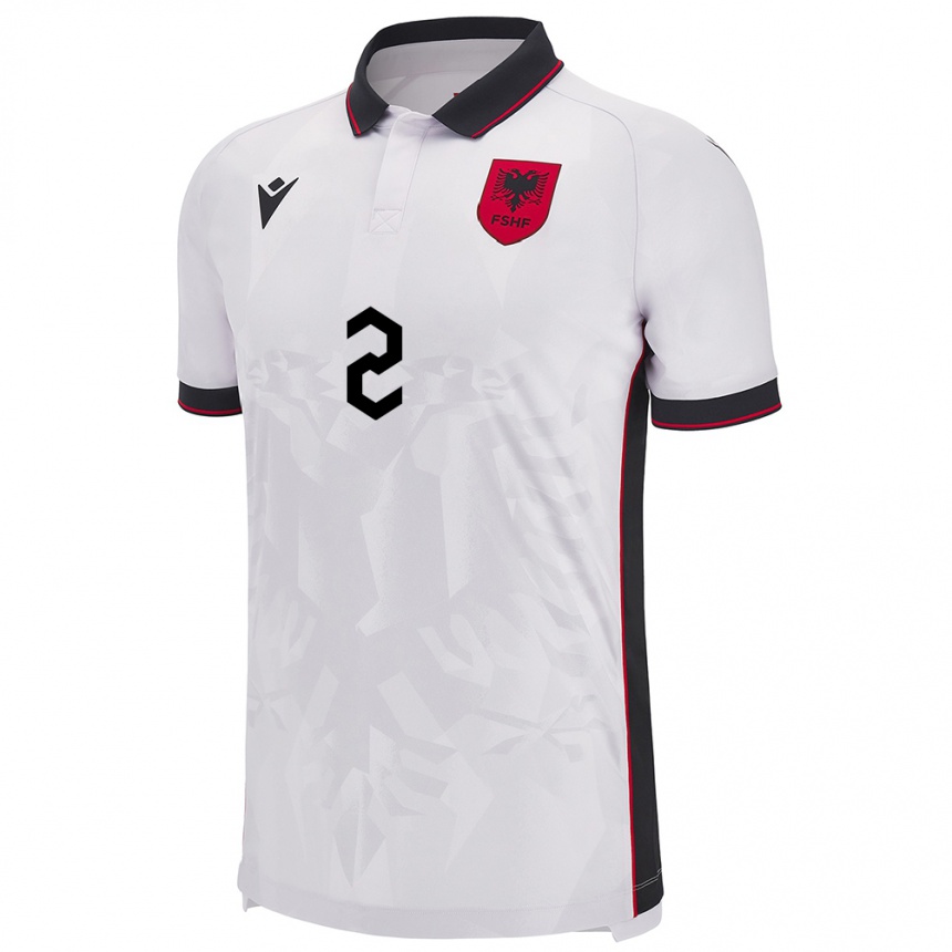 Kids Football Albania Geralb Smajli #2 White Away Jersey 24-26 T-Shirt