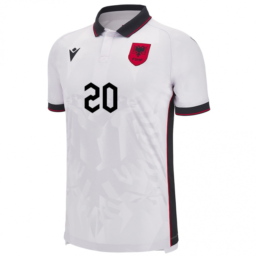 Kids Football Albania Rinaldo Nela #20 White Away Jersey 24-26 T-Shirt