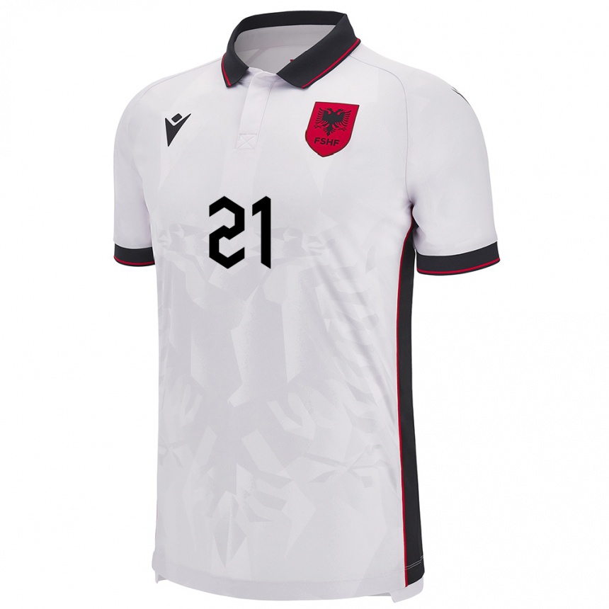 Kids Football Albania Renato Halili #21 White Away Jersey 24-26 T-Shirt