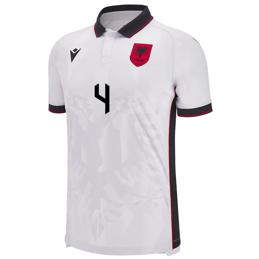 Kids Football Albania Stella Toma #4 White Away Jersey 24-26 T-Shirt