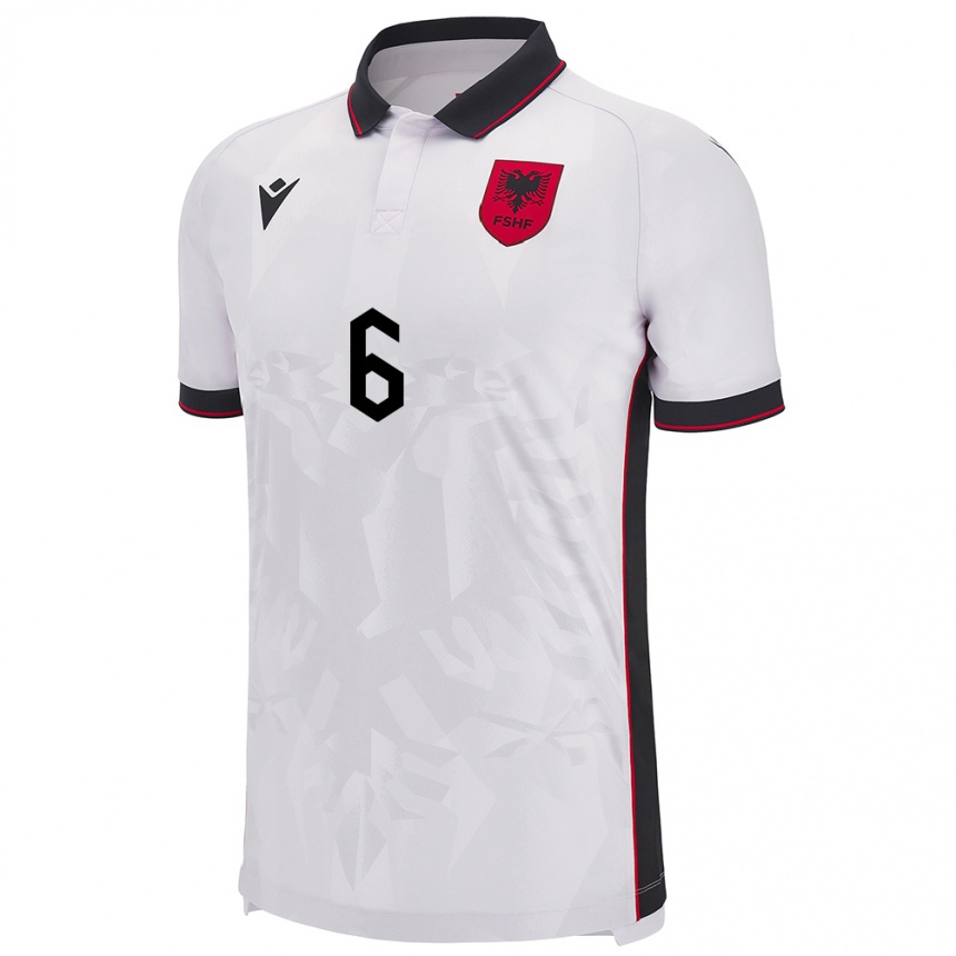 Kids Football Albania Kris Gecaj #6 White Away Jersey 24-26 T-Shirt