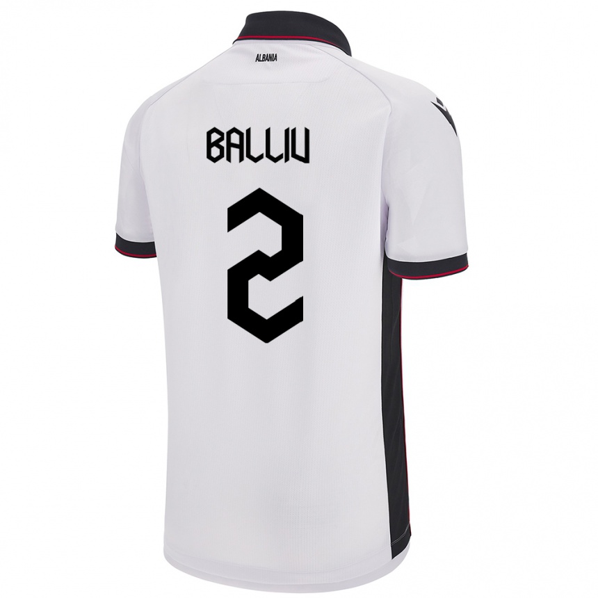 Kids Football Albania Iván Balliu #2 White Away Jersey 24-26 T-Shirt