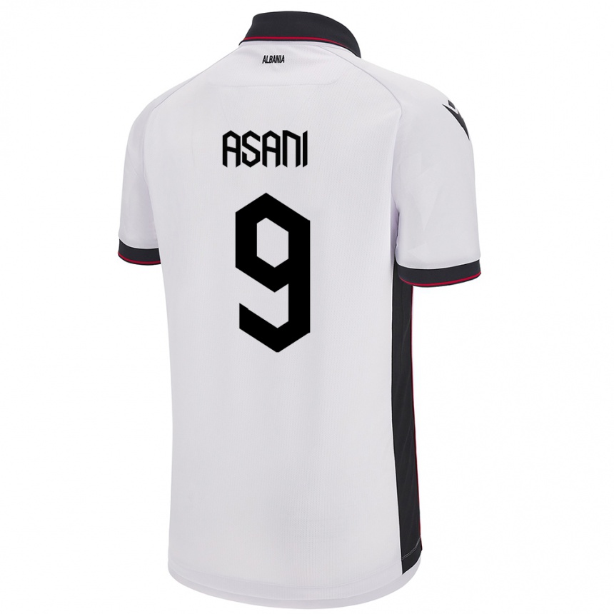 Kids Football Albania Jasir Asani #9 White Away Jersey 24-26 T-Shirt