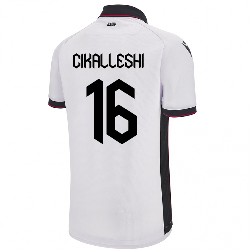 Kids Football Albania Sokol Cikalleshi #16 White Away Jersey 24-26 T-Shirt