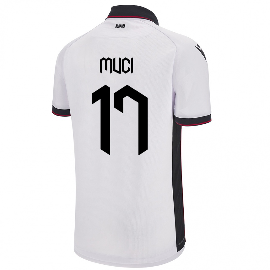 Kids Football Albania Ernest Muci #17 White Away Jersey 24-26 T-Shirt